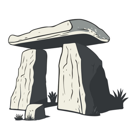 Dolmen set in vintage vector illustration style.のイラスト素材