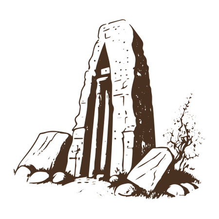 Stone Legacy - Ancient Architectural Sketch.のイラスト素材