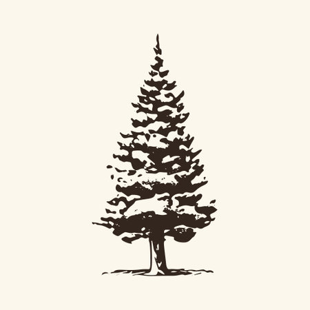 Evergreen Serenity - Silhouette of Nature's Resilience.のイラスト素材