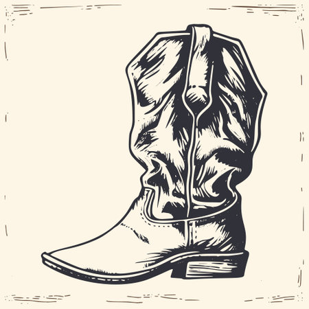 Vintage Cowboy Boots - Western Style Illustration.のイラスト素材