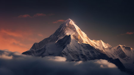 Serene Majesty of the Himalayas: Exploring Nepal's Mountainous Landscape - Generative AI.の素材