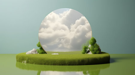 Blue Sky Landscape: Nature's Dream Illustration - Generative AI.の素材