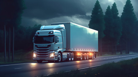Fast Freight: Truck Transportation on the Highway - Generative AI.の素材
