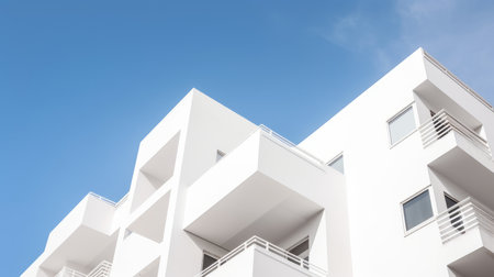 Vertical shot of a white building under the clear sky.