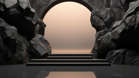 Mystical Portal: Ancient Architecture and Ethereal Landscape - Generative AI.の素材