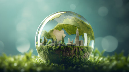 ESG. Green energy, sustainable industry. ecological sustainability. Environmental, Social, and Corporate Governance concept - Generative AI.の素材