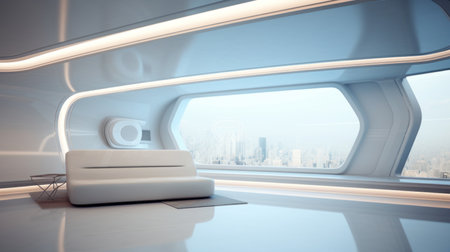 Futuristic Design Interior Room - generative ai.の素材