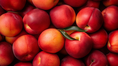 Fresh bright tasty sweet nectarine background from market - generative ai.の素材