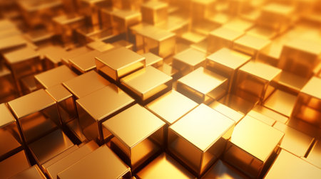 Golden Cubes Background - generative ai.の素材