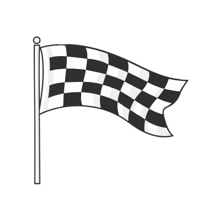a black and white line drawing of a Checkered racing flag.のイラスト素材