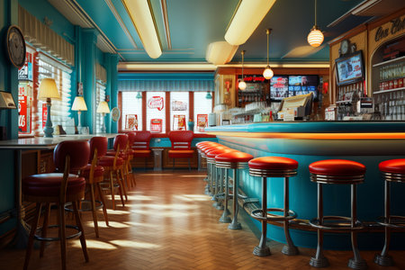 american bar in 50s style - generative ai.の素材