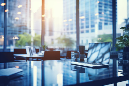 Business office without people with blurred bokeh background.の素材