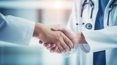 doctor patient care holding human hand trust touch medical thank you help clinic health concept.の素材