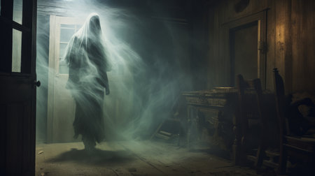 Scary ghost in haunted house.の素材