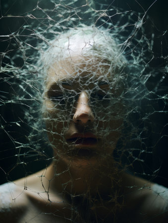 a person, inside head cobwebs.の素材