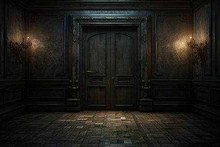 Open door in dark and mysterious style.の素材