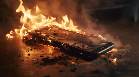Mobile Phone Burned on the Table.の素材