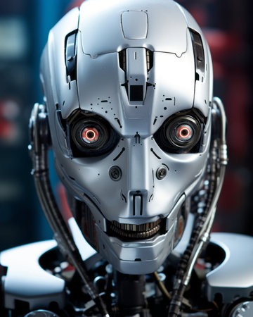 A high-tech robot with artificial intelligence.の素材