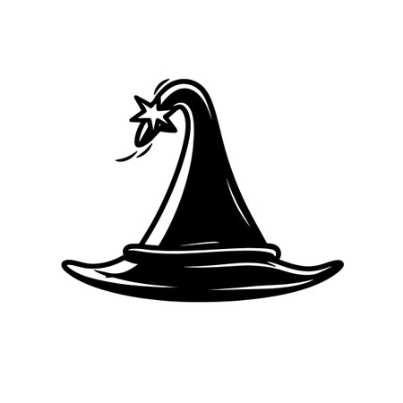 Hand-drawn Witch hat doodle icon on white background.のイラスト素材