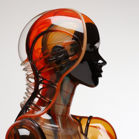 Blown glass sculpture of a model..の素材