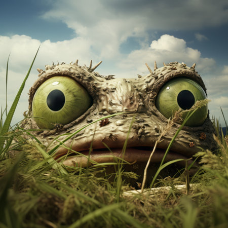 Bizarre frog with very big eyes, fantasy art.の素材