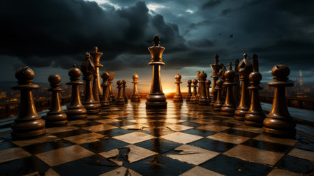 chess game, planning the next move.の素材