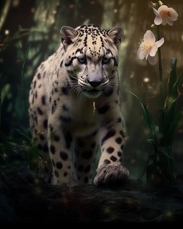 dark fantasy snow leopard.の素材