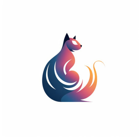 modern simple abstract sitting cat logo.の素材