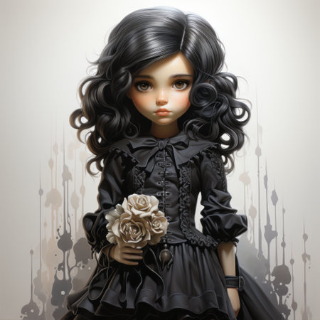 gothic girl on a white background.の素材