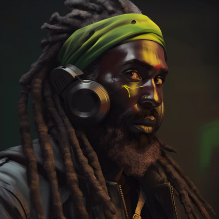 portrait of a stylized cyberpunk Rastafarian.の素材