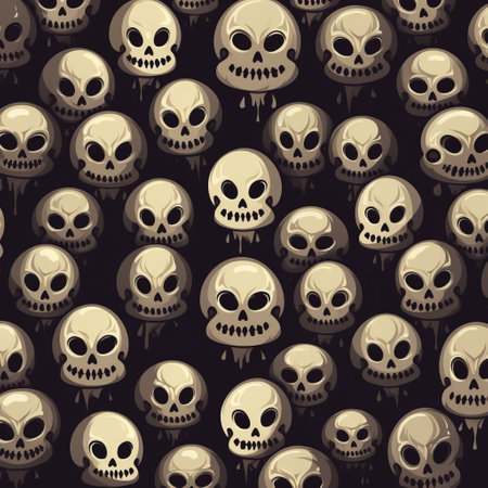 Background of fancy skulls on a black background.の素材