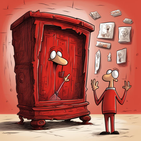cartoon a red old cabinet on sale.の素材