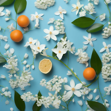 Orange blossom, jasmine and elderberry flowers.の素材