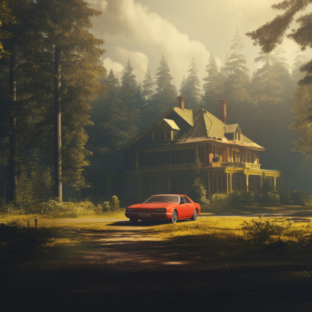 country house in the middle of forest.の素材
