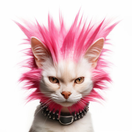 a cat with pink hair.の素材