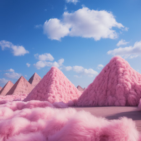 pink wool cotton in desert.の素材