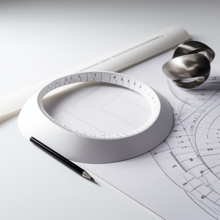 a ruler and a pen on a paper.の素材