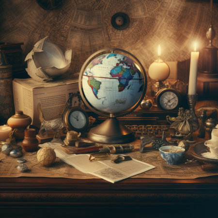 a globe on a table.の素材