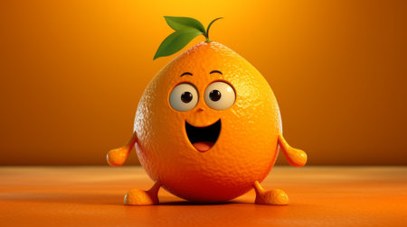 a cartoon orange with a face and legs.の素材