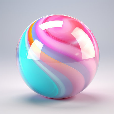 a colorful ball with a reflection.の素材