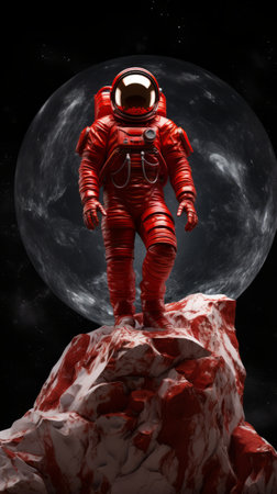 a astronaut standing on a rock.の素材