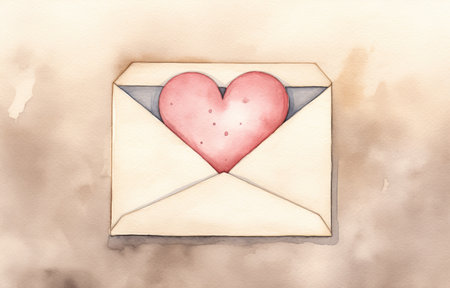 a heart in an envelope.の素材