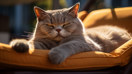 a cat lying on a pillow.の素材