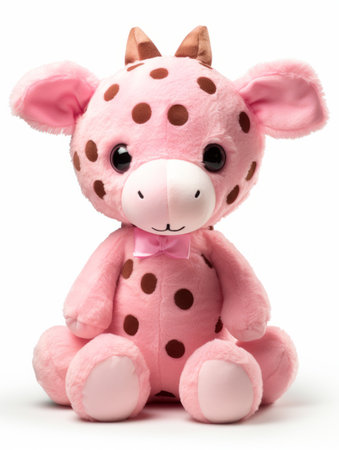 a pink stuffed animal with brown spots.の素材