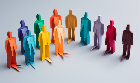 a group of paper people.の素材