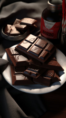 a plate of chocolate bars.の素材