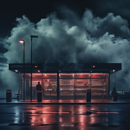 a building with smoke coming out of it.の素材