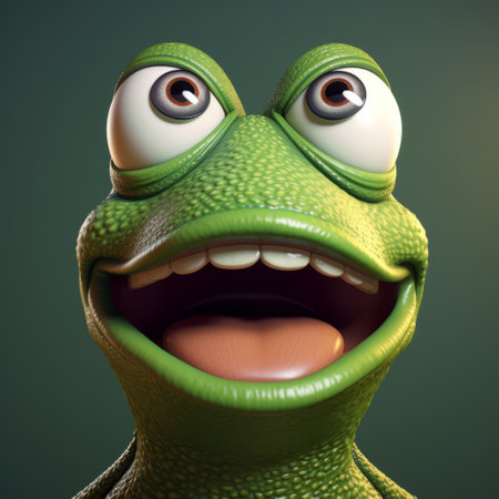 a cartoon frog with big eyes.の素材
