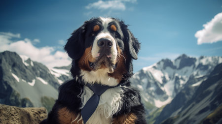 a dog wearing a tie.の素材