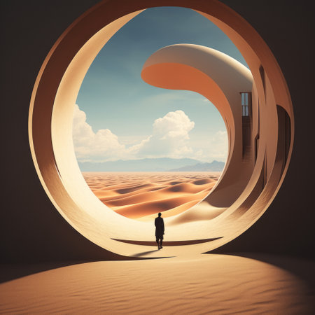 a person standing in a desert.の素材